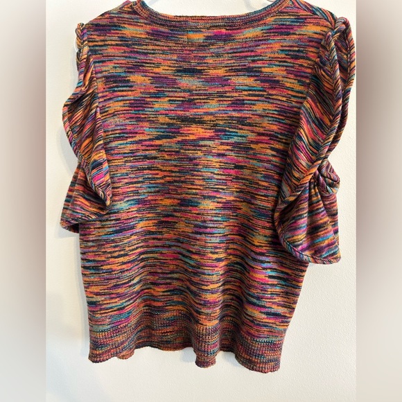 Anthropologie A+ Ruffle Sleeve Multicolor Knit Sweater - Picture 5 of 6